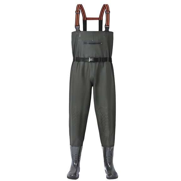 Fishing Chest Waders with Boots for Men/ Women, 3-ply Nylon/PVC Waders Chest Wader with Boots for Fly Fishing Lightweight Grayish green