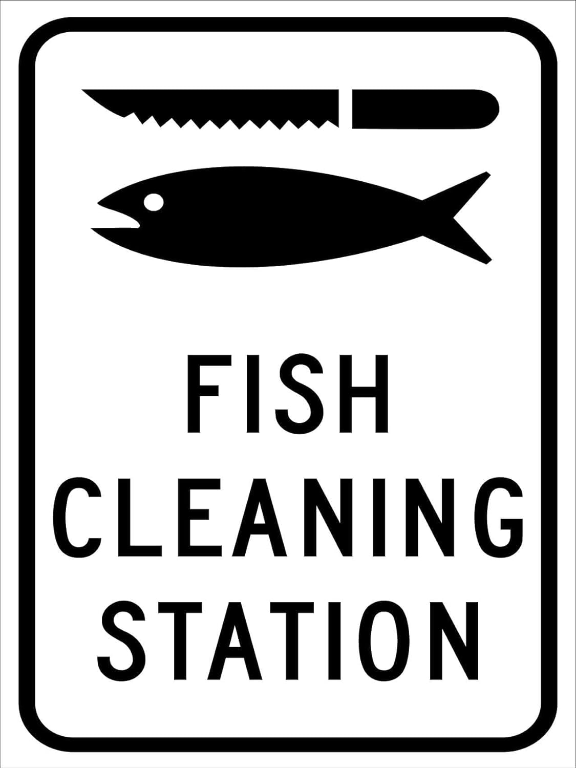 Fish Handling Sign Fishing Cleaning Station Warning Metal Sign Tin Signs Aluminum Sign for ...