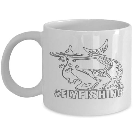 Fishing 11 oz Coffee Mug - Hashtag Design White Ceramic Gift