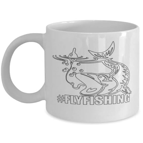 Fishing 11 oz Coffee Mug - Hashtag Design White Ceramic Gift