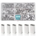 thumbnail image 1 of Fishing Crimp Sleeves Kit, 600pcs Single Barrel Crimp Sleeves Assortment Aluminum Fishing Line Crimping Sleeves Oval Fishing Loop Sleeves Tube Connector Wire Rope Cable Leader Rigging Tackle, 1 of 7