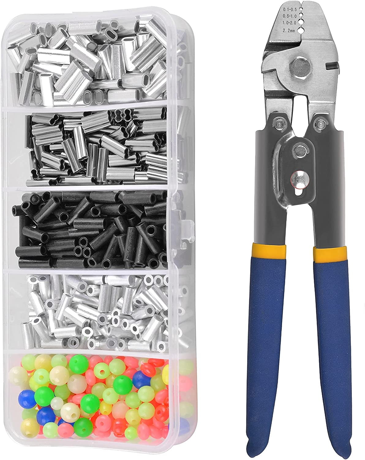 Fishing Crimping Pliers Heavy Duty + 500pcs Crimp Sleeves Set Hand Crimper Plier Set Wire Rope Crimpers