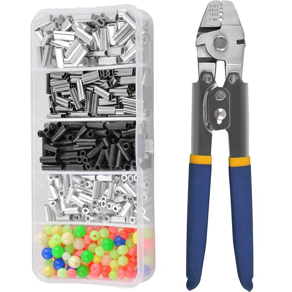 Fishing Crimping Pliers Heavy Duty + 500pcs Crimp Sleeves Set Hand Crimper Plier Set Wire Rope Crimpers