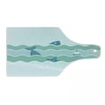 thumbnail image 1 of Fishing Cutting Board, Fish Tail and Starfish Swimming in Flat Waves Submarine Comical Illustration Nature, Tempered Glass Cutting and Serving Board, Wine Bottle Shape, Pale Blue, by Ambesonne, 1 of 1