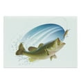 thumbnail image 1 of Fishing Cutting Board, Largemouth Sea Bass Catching a Bite in Water Spray Motion Splashing Wild Image, Decorative Tempered Glass Cutting and Serving Board, Large Size, Green Blue, by Ambesonne, 1 of 1