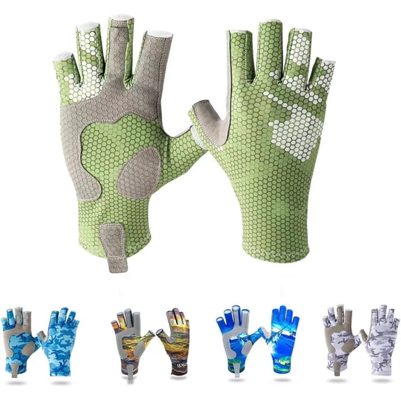 Fishing Cycling Gloves UPF50+ UV Protection Fishing Fingerless Gloves UPF50+ Sun Gloves Men Women