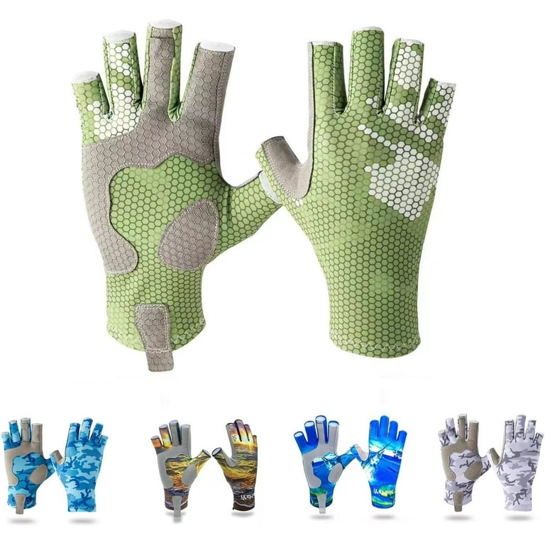 Fishing Cycling Gloves UPF50+ UV Protection Fishing Fingerless Gloves  UPF50+ Sun Gloves Men Women