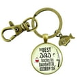 thumbnail image 1 of Fishing Dad Gutsy Goodness Bronze Metal Keychain Best Dad Teaches His Daughter How to Fish Adult Male Gift, 1 of 8