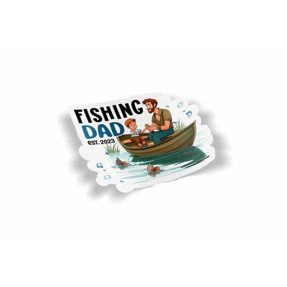 Fishing Dad est. 2023 Waterproof Sticker