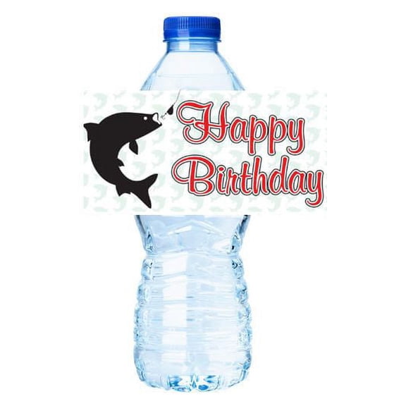 Fishing Dad's Birthday Party Decorations 15ct Water Bottle Sticker Labels