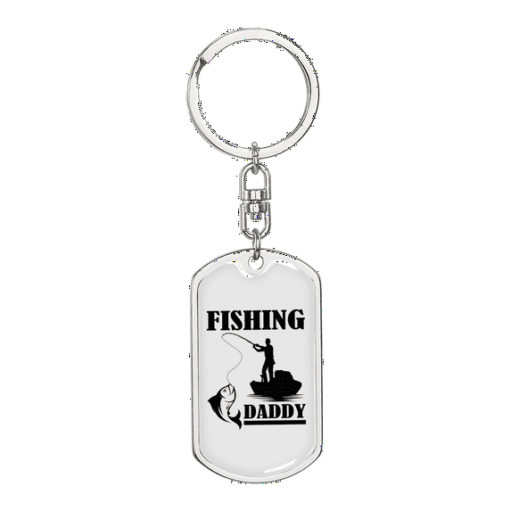 Fishing Daddy Stainless Steel or 18k Gold Premium Swivel Dog Tag Keychain