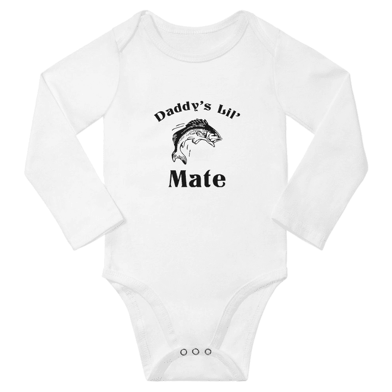 Fishing Daddy's Lil' Mate Funny Baby Long Sleeve Clothes for Boy Girl  (White, 18-24M) 