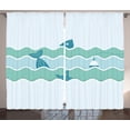 thumbnail image 1 of Ambesonne Teal Curtains 2 Panel Set, Ocean Waves Fishing Art, 108" x 90", Pale Blue, 1 of 3