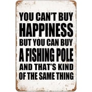 Fishing Decor Retro Tin Signs Lake House Decor for The Home - You Cant Buy Happiness But You Can Buy a Fishing Pole, Vintage Fishing Lake Cabin Wall Decor Gifts For Men Boys, 8 x 12 inch