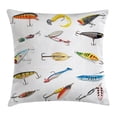 thumbnail image 1 of Fishing Decor Throw Pillow Cushion Cover, Several Fish Hook Equipment Objects Trolling Angling Netting Gathering Activity, Decorative Square Accent Pillow Case, 18 X 18 Inches, Multi, by Ambesonne, 1 of 2