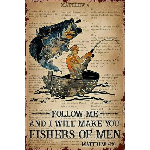 Fishing Diamond Art Painting Kits for Adults 5D Follow Me And I Will Make You Fishers Of Men Diamond Paintings Beginners Paint DIY Gem Diamond Art for Adults for Home Wall Decor 12X12 Inch