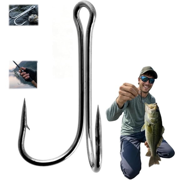 Fishing Double Frog Hooks, 50-Pack Assorted Double Frog Hooks,High Carbon Steel, 2X Strong - Ideal for Bass Fishing in Salt & Freshwater
