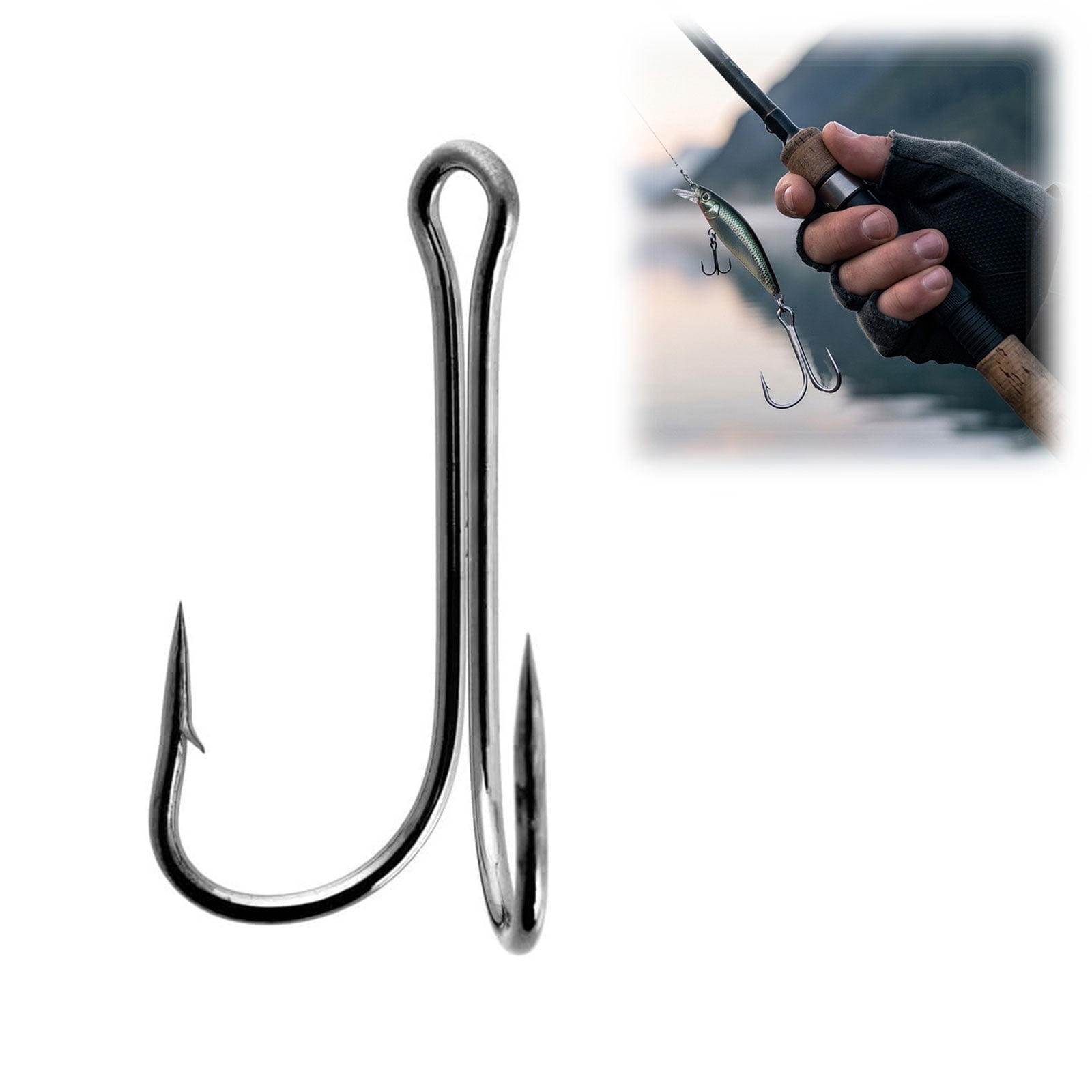 bi twin frog flat fishing hook Owner Double Hooks on weights. Mustad Plastic Frog 1X Double