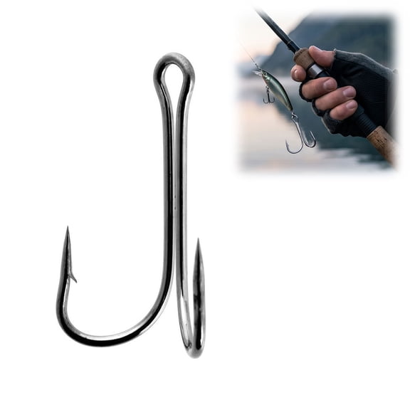 Fishing Double Hooks, Black Classic Frog Hooks, High Carbon Steel 2X Strong, Offset Wide Gap, Saltwater Freshwater, Boxed Set(30PCS)