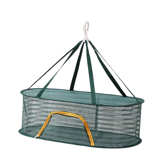 Fishing Drying Net Hanging Mesh Rack Storage Basket Foldable with Zipper for Outdoor Camping Fish Vegetables