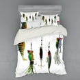 thumbnail image 1 of Fishing Duvet Cover Set, Various Type of Fishing Baits Hobby Leisure Passtime Sports Hooks Catch Elements, Bedding Set with Shams and Fitted Sheet, 3 Sizes, by Ambesonne, 1 of 3
