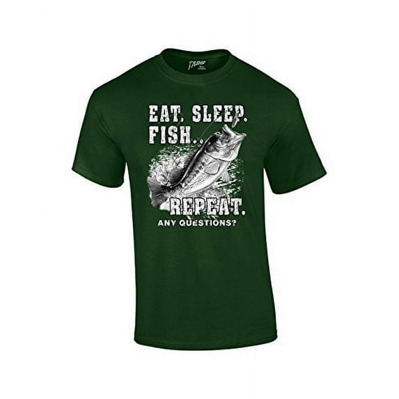 Fishing Eat Sleep Fish Repeat Funny Outdoors Novelty Short Sleeve T-shirt Fisherman Bass Trout Catfish Crappie Walleye-Forest-XL