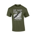 thumbnail image 1 of Fishing Eat Sleep Fish Repeat Funny Outdoors Novelty Short Sleeve T-shirt Fisherman Bass Trout Catfish Crappie Walleye-Military-XXL, 1 of 4