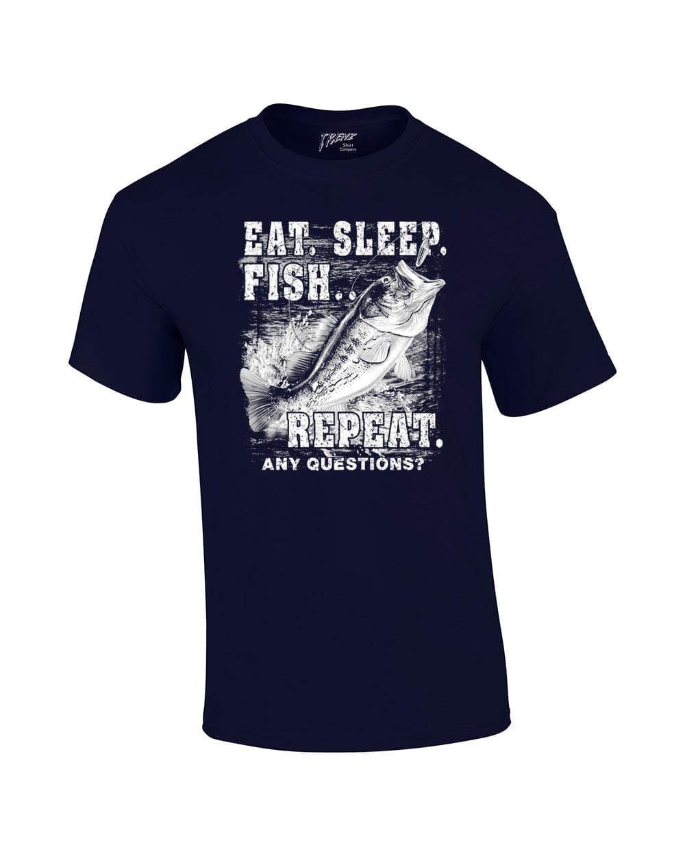 Fishing Eat Sleep Fish Repeat Funny Outdoors Novelty Short Sleeve T-shirt  Fisherman Bass Trout Catfish Crappie Walleye-Navy-XL 