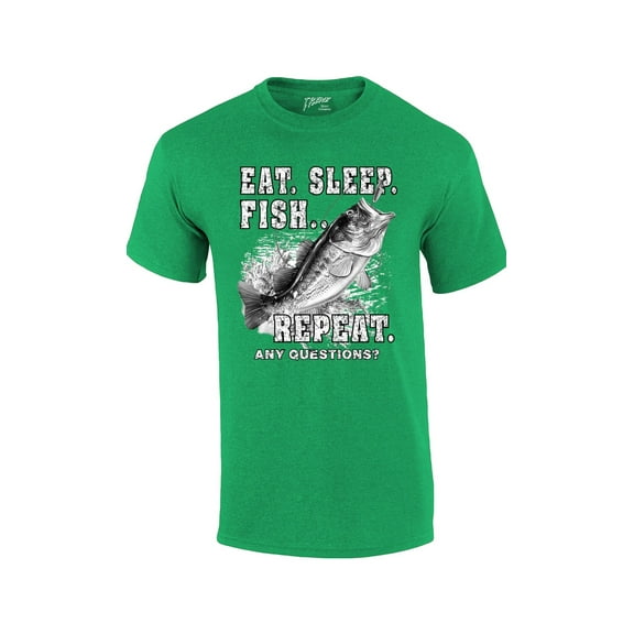 Fishing Eat Sleep Fish Repeat Funny Outdoors Novelty Short Sleeve T-shirt Fisherman Bass Trout Catfish Crappie Walleye-kelly-6xl