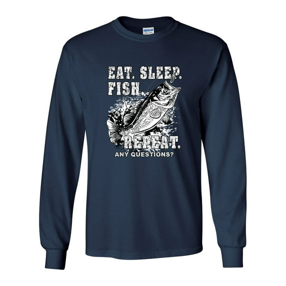 Fishing Eat Sleep Fish Unisex Adult Long Sleeve T-shirt-Navy-xxl