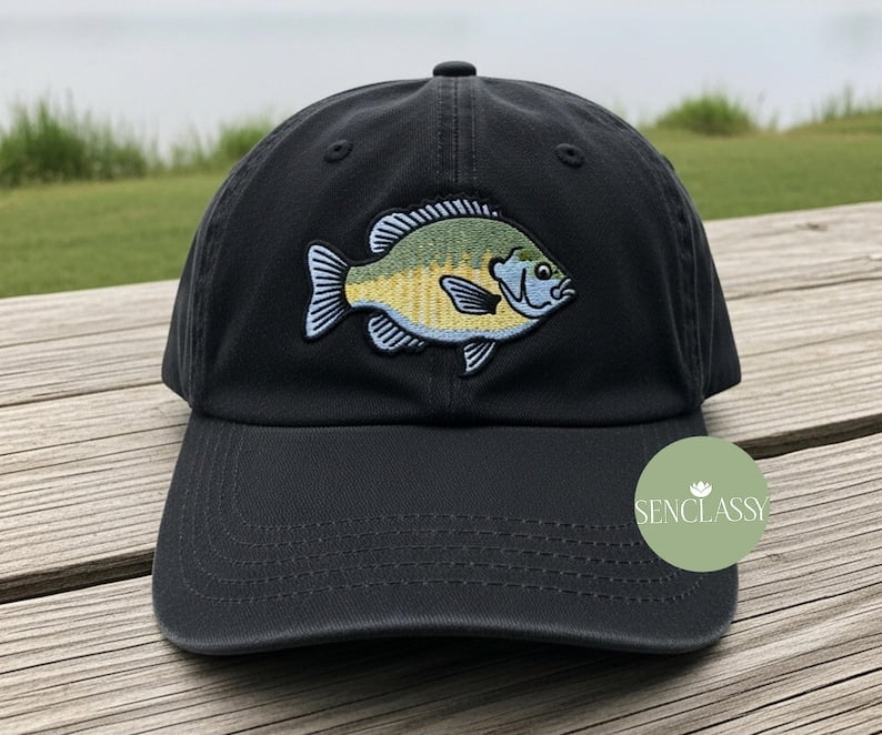 Fishing Embroidered Dad Hat, Bluegill Fish Baseball Cap for