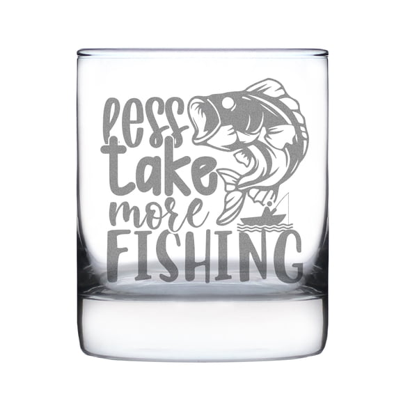 Fishing Enthusiast Rocks Glass, Hand Engraved Design, Etched Lover 10oz, Perfect Glass