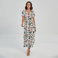 thumbnail image 1 of Fishing Equipment Pattern Printed Short Sleeve Maxi Dress, Fish Fishing Fashion Summer Maxi Dress For Women, 1 of 4
