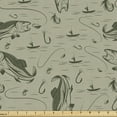 thumbnail image 1 of Ambesonne Fishing Fabric by the Yard Upholstery, Fisherman Boat and Trouts, 3 Yards, Dusk Army Green, 1 of 4
