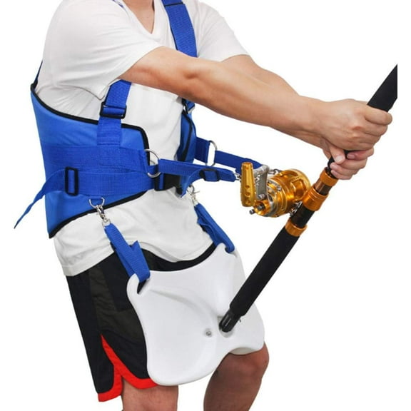 Fishing Fighting Belt, Fighting Rod Pole Holder Adjustable Waist Gimbal Belt, Padded Fishing Waist Belt Professional Fishermen Gimbal Pad Blue and White Boat Fishing Belly top Belt Set