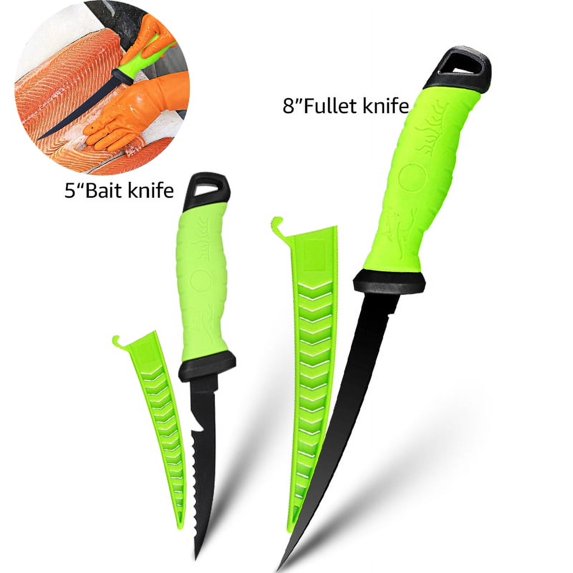 Fishing Fillet Knife, 5" Stainless Steel Fillet Boning Knife for Fishing and Meat Cutting, Professional Fishing Knife Slicing Knives with Sheath, Green