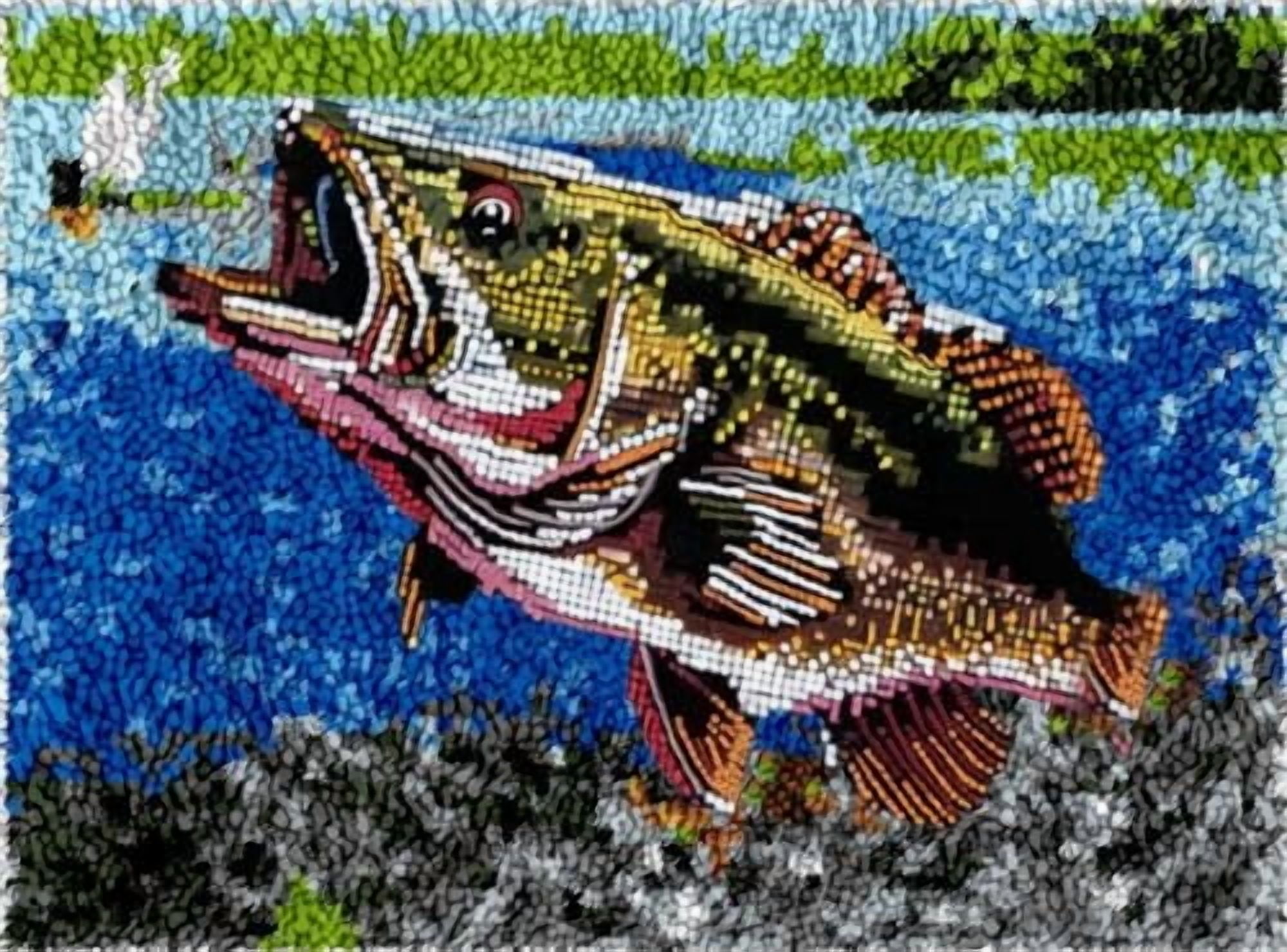 Fishing Fish Latch Hook Rug Kits with Printed Patterns for Adults and  Starter DIY Embroidery Latch Hook Rug Sofa Seat Cushion Crocheting Kits  Tapestry Door Mat Crochet Yarn Kits 52X38CM - Walmart.com, image size:2000x1480