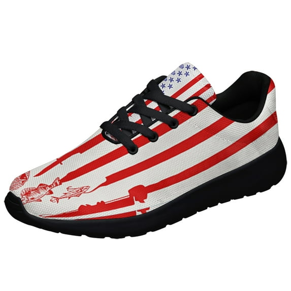 Fishing Fisherman American flag Shoes Sneakers Black Size 6