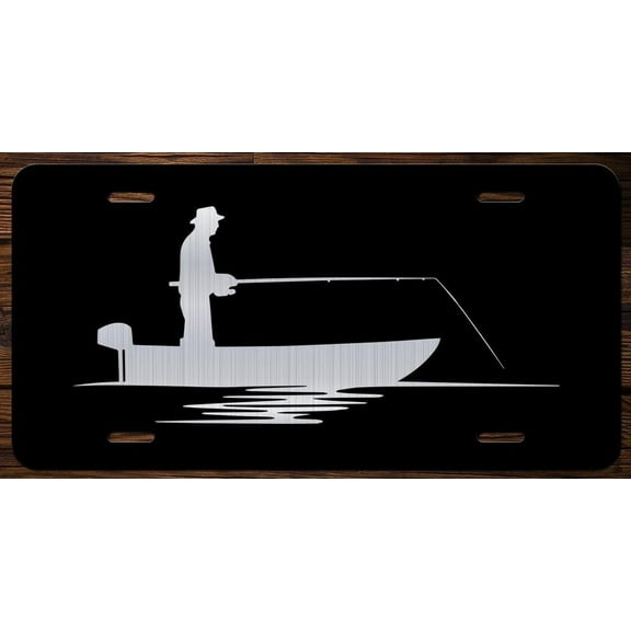 Fishing Fisherman Etched Front Vanity License Plates (Fisherman Boat)