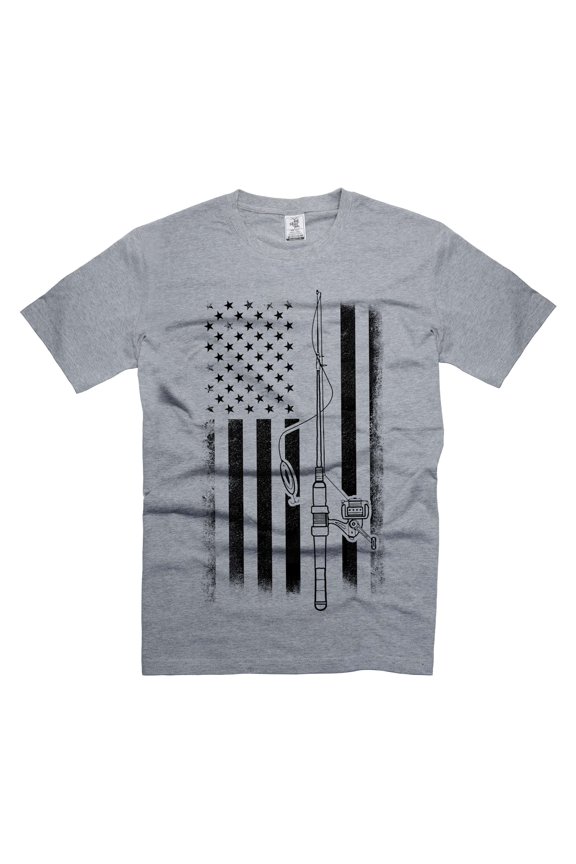 Fishing Flag Shirt USA Patriotic Flag Shirt Fishing Gifts Dad Patriotic Tee Fishing Patriotic Shirt (Small Grey)