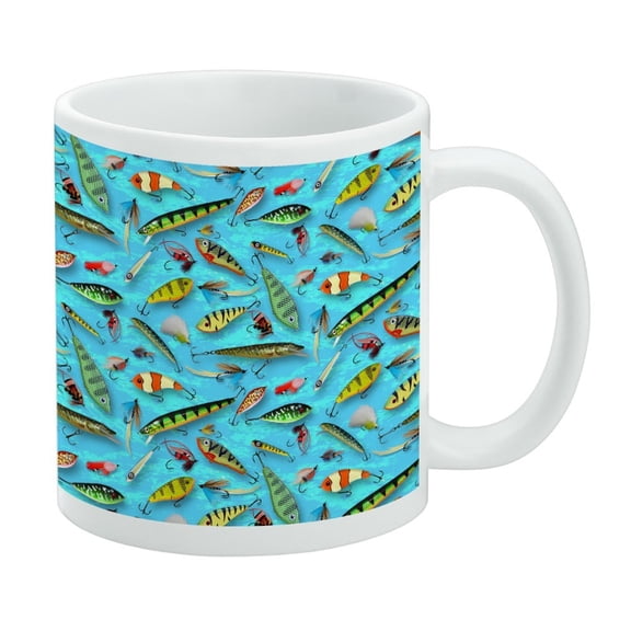 Fishing Flies Lures Fish Pattern White Mug