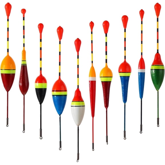 Fishing Float and Bobber,10 Pcs Oval Trout Float Foam Fishing Floats Wood Slip Fishings Bobbers, Bobber Stopper Spring Stick Slip Floats Accessories for Fishings