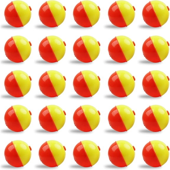 Fishing Float Bobbers 25pcs Snap on Float Bobbers Hard ABS Push Button Fishing Round Buoy Float Bobber, red/white