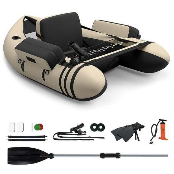 Fishing Float Tube 350lbs Inflatable Boat With Paddle Pump Flippers Fish Hook Stators Ruler Storage Pockets Portable Backpack Belly For Adults