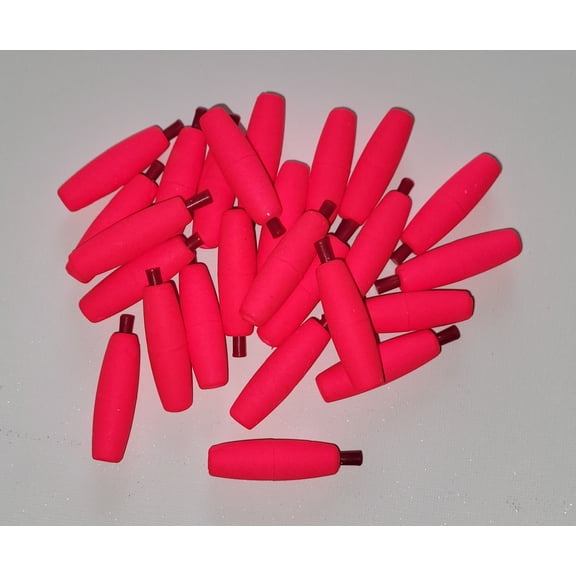 Fishing Floats 1-1/2" Bright PINK SLIM, 24 Floats w/peg Styrofoam Pegged Narrow Cigar Shaped