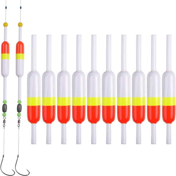 Fishing Floats Bobbers Balsa Wood Slip Bobbers Spring Oval Stick Slip Floats for Crappie Catfish Trout Panfish Walleyes Fishing, 10Pcs