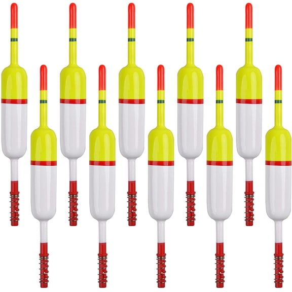 Fishing Floats Bobbers Balsa Wood Slip Bobbers Spring Oval Stick Slip Floats for Crappie Catfish Trout Panfish Walleyes Fishing, 10Pcs