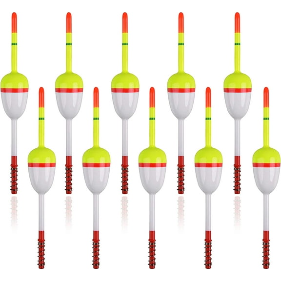 Fishing Floats Bobbers Balsa Wood Slip Bobbers Spring Oval Stick Slip Floats for Crappie Catfish Trout Panfish Walleyes Fishing, 10Pcs