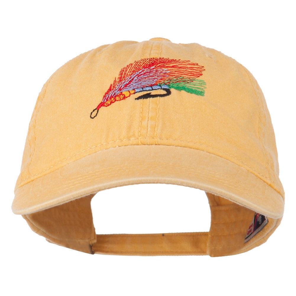 E4hats Fishing Fly Embroidered Washed Cap - Sky Blue, Adjustable, Cotton, For Fishing & Outdoor