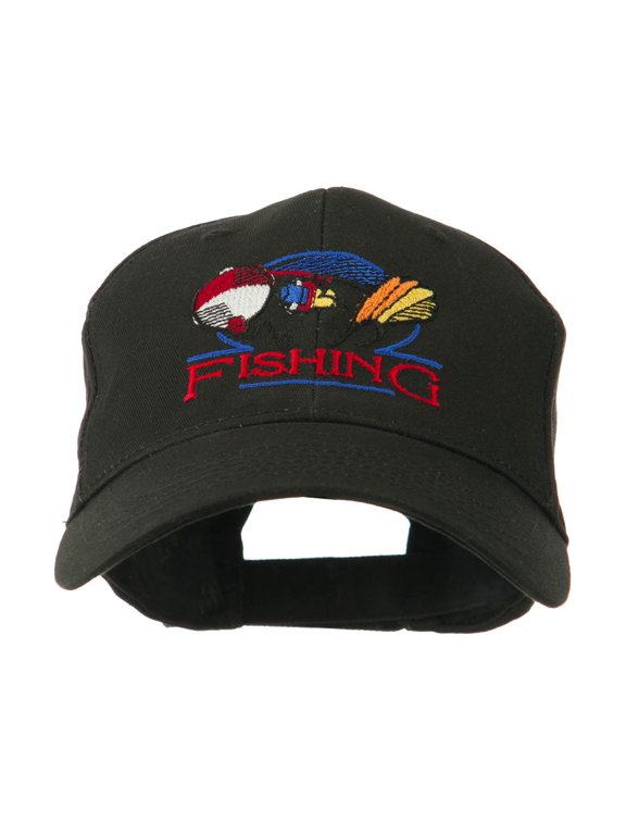 Fishing Fly and Bobber Embroidered Cap - Black OSFM
